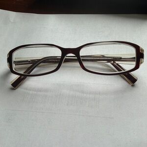 DKNYC Rectangular Reading Glasses - Burgundy Frame with Silver Temples